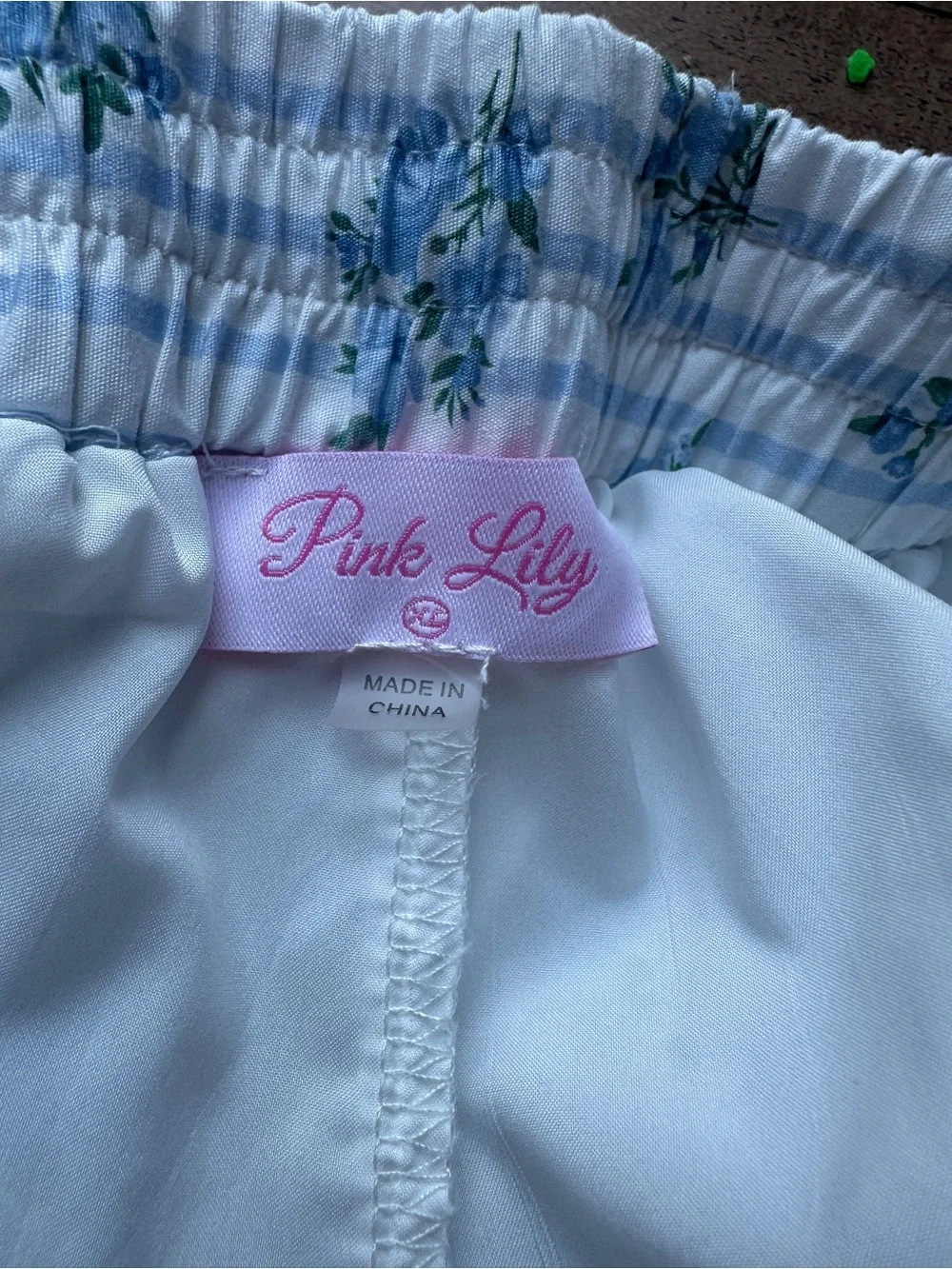 Pink Lily Light Blue & White Floral Sleep Shorts